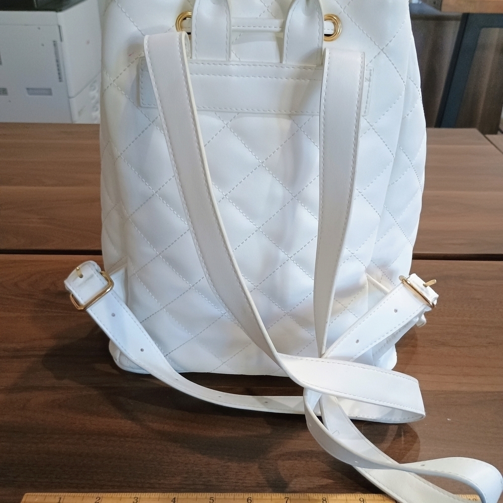 White Quilted Backpack - Picture 3 of 6